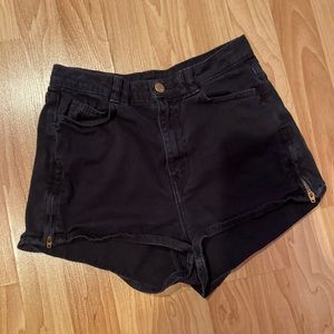 American apparel black denim zipper shorts